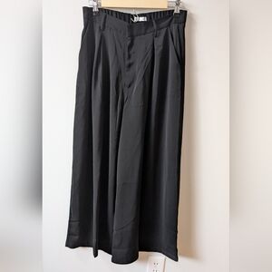 Trinjori Women's Elegant Black Dress Pants Flowing Silhouette, Wide Leg Size M